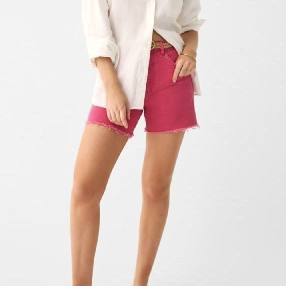 Faherty Stretch Sunwashed Denim Shorts Pink Raw Hem‎ NWT Women's 25